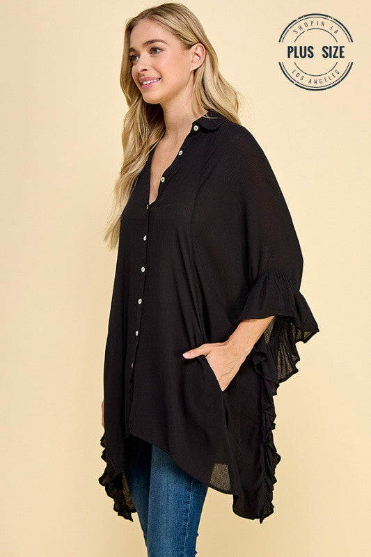 Button Up Ruffled Sharkbite