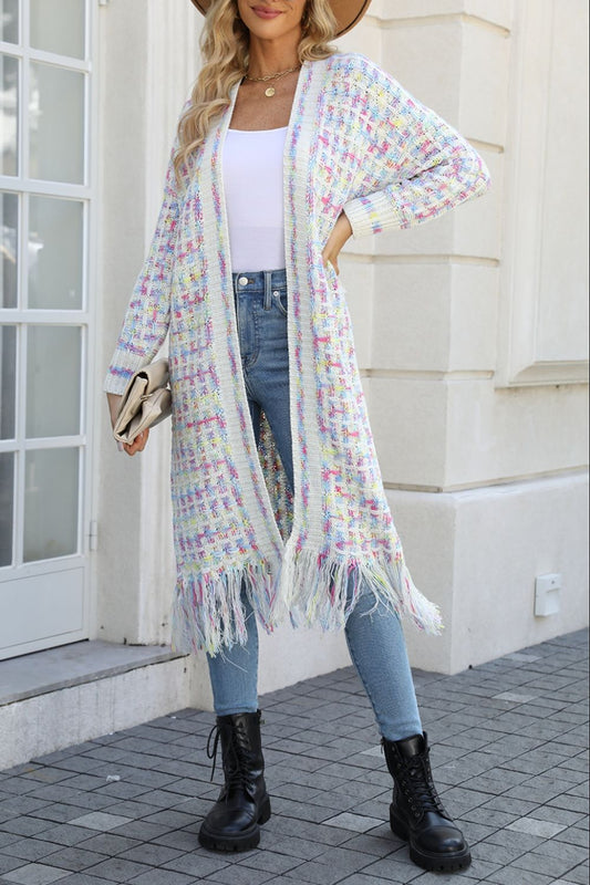 "The Lisa" Multicolored Fringe Hem Cardigan