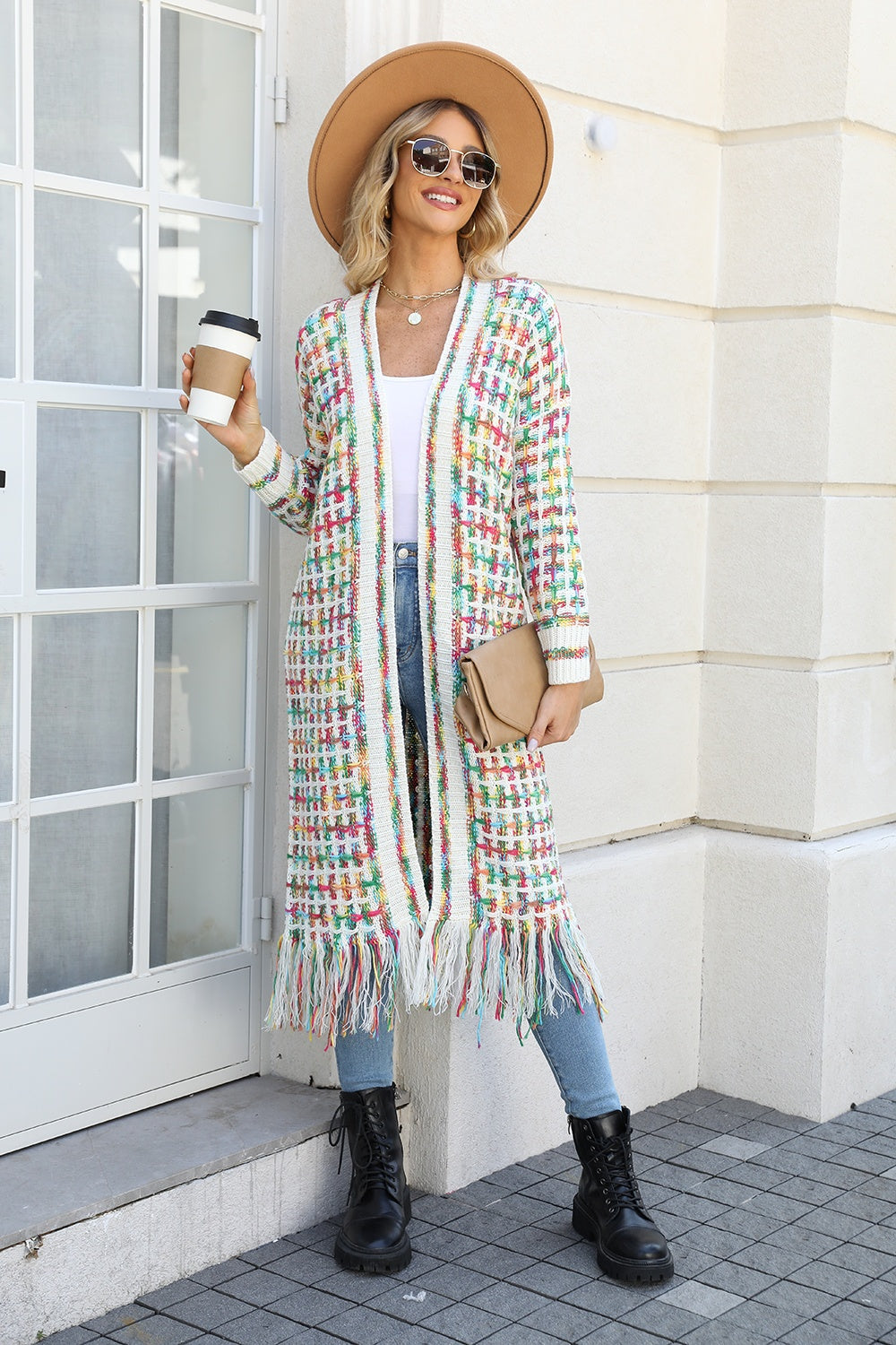 "The Lisa" Multicolored Fringe Hem Cardigan