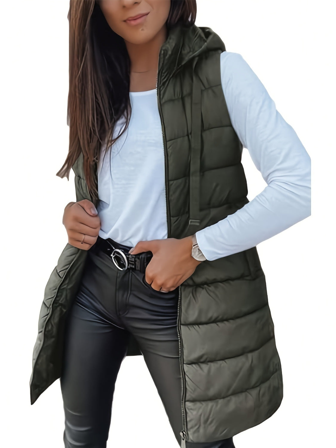 The Carly Zip Up Hooded Vest Coat