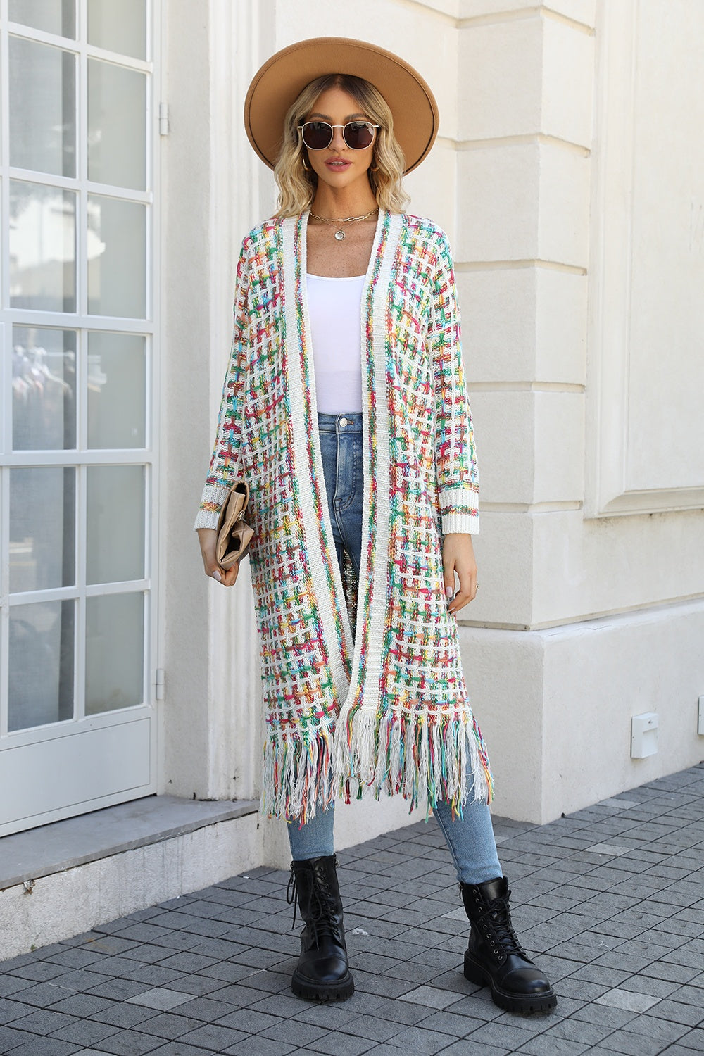 "The Lisa" Multicolored Fringe Hem Cardigan