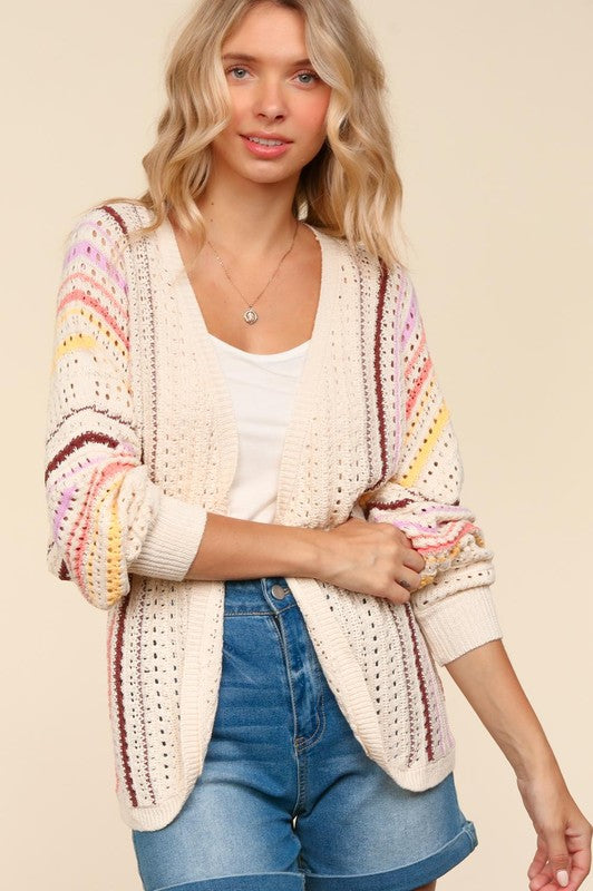 Chloe Crochet Open Front Cardigan