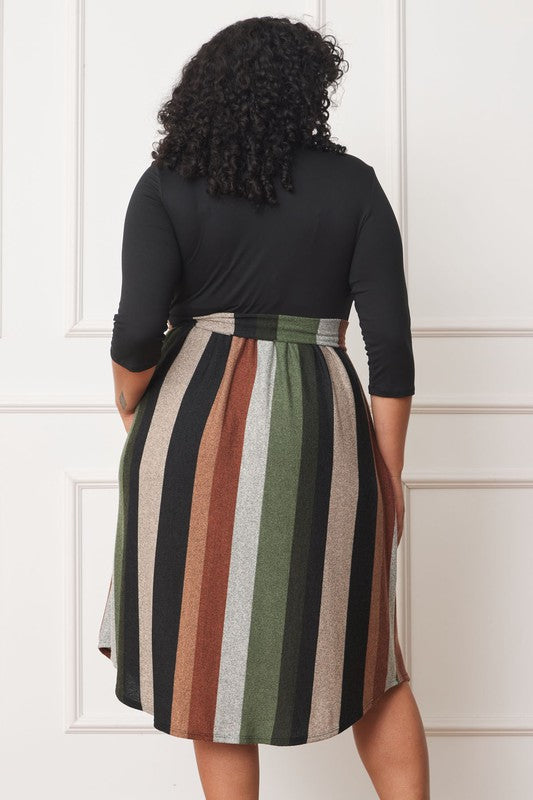 Stripe Sash Midi Dress