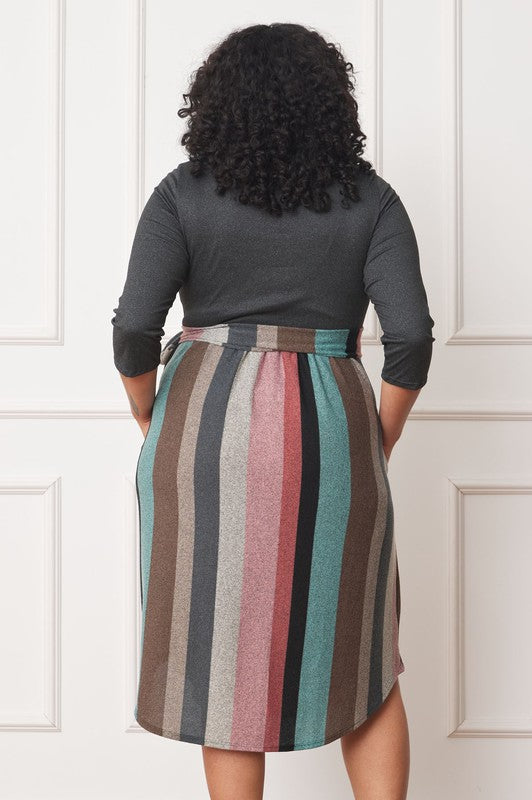 Stripe Sash Midi Dress