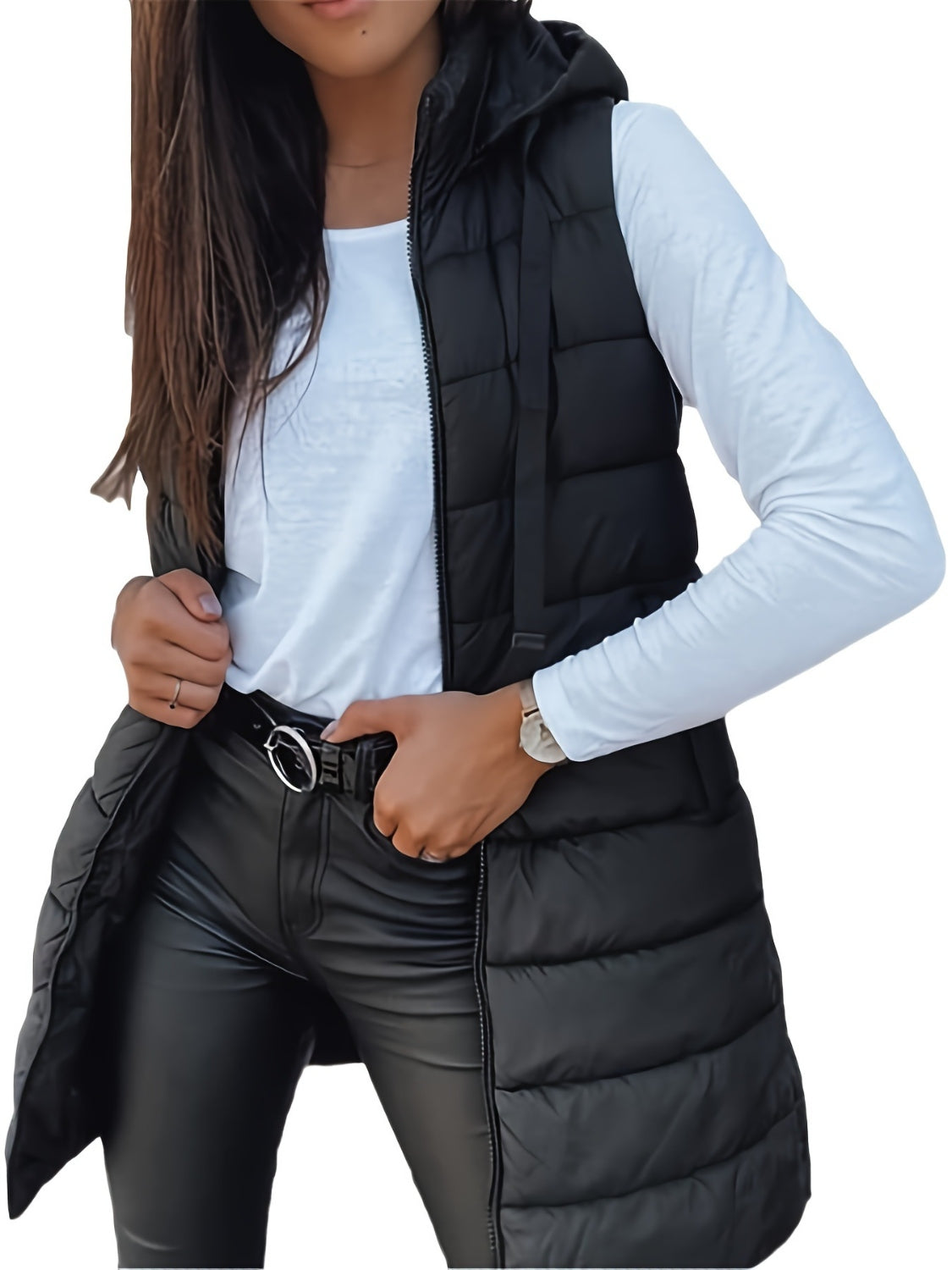 The Carly Zip Up Hooded Vest Coat