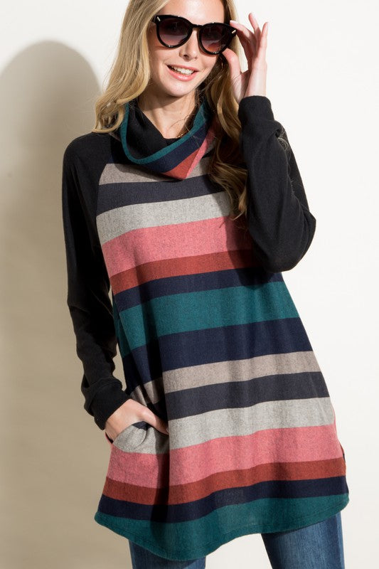 PLUS TURTLE NECK TUNIC TOP