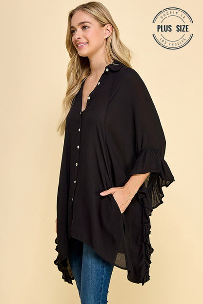 Button Up Ruffled Sharkbite