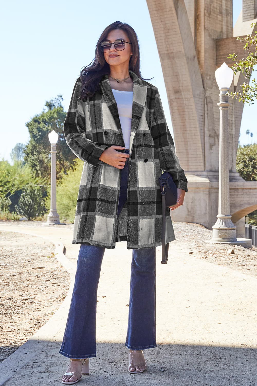 Plaid Button Up Lapel Coat