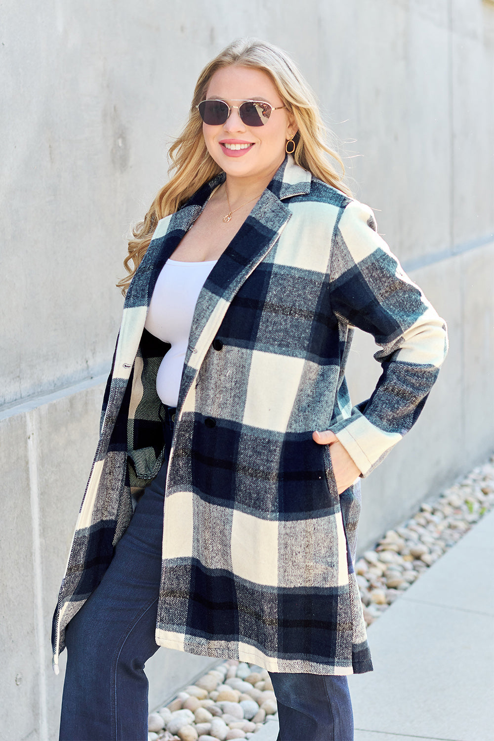 Plaid Button Up Lapel Coat