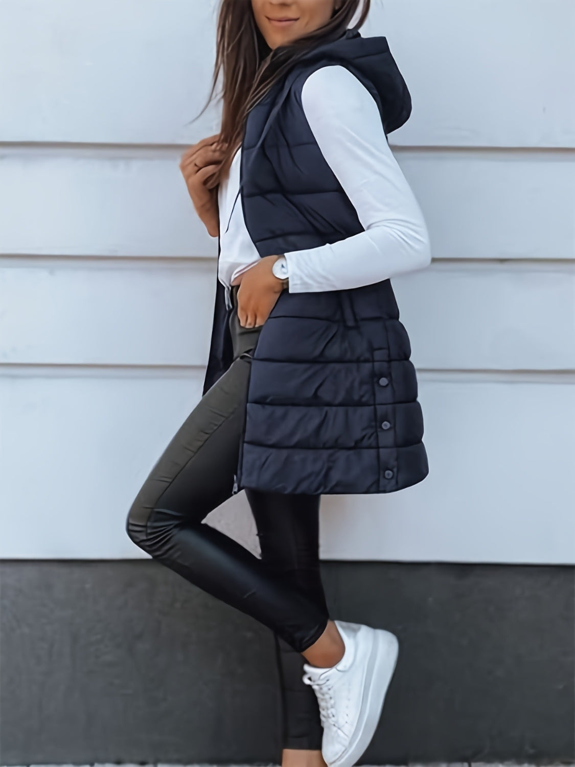 The Carly Zip Up Hooded Vest Coat