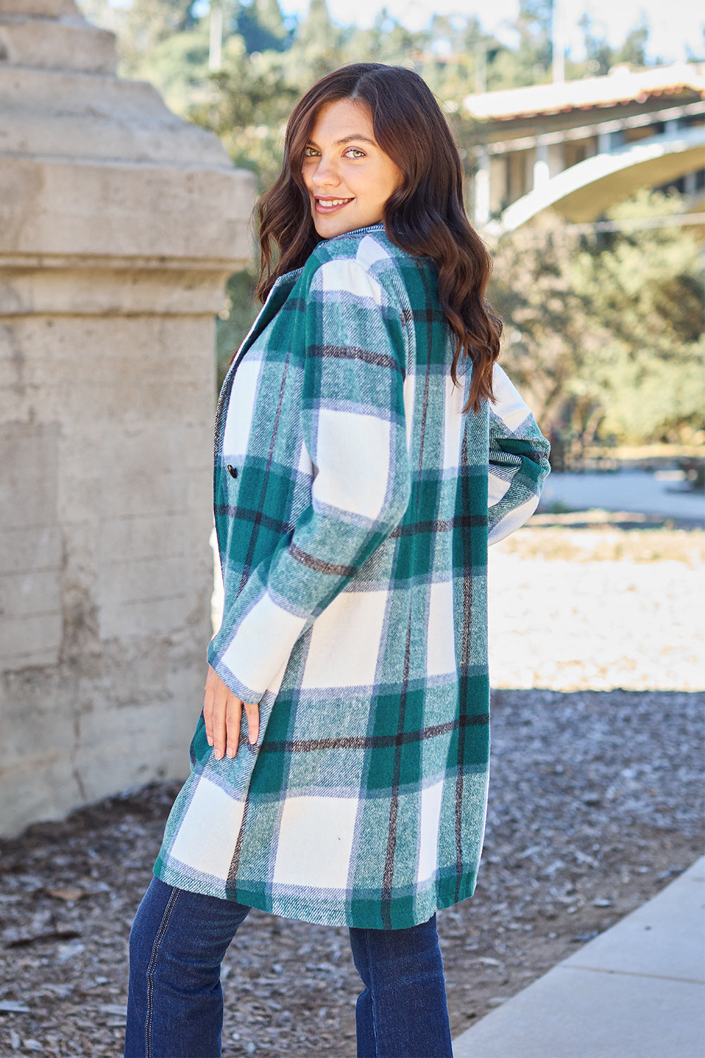 Plaid Button Up Lapel Coat