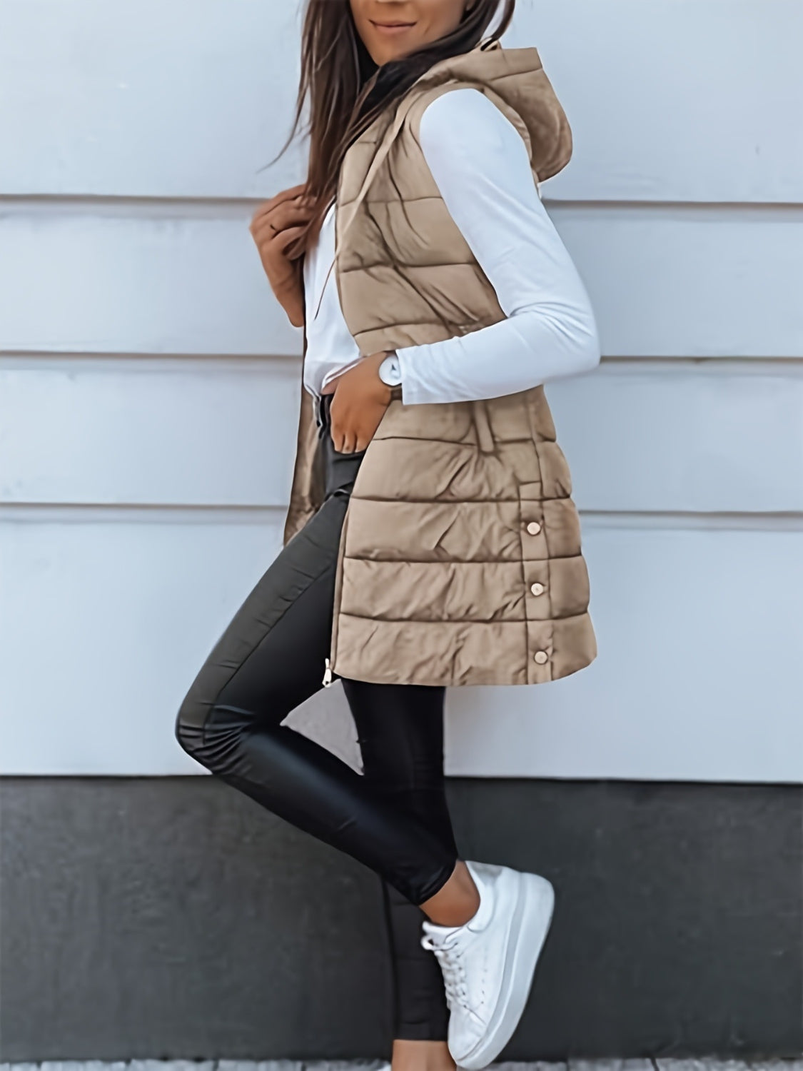 The Carly Zip Up Hooded Vest Coat