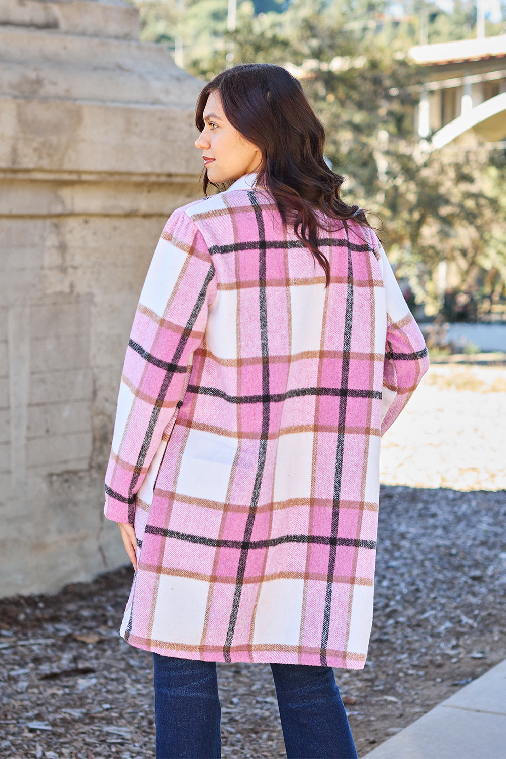 Plaid Button Up Lapel Coat