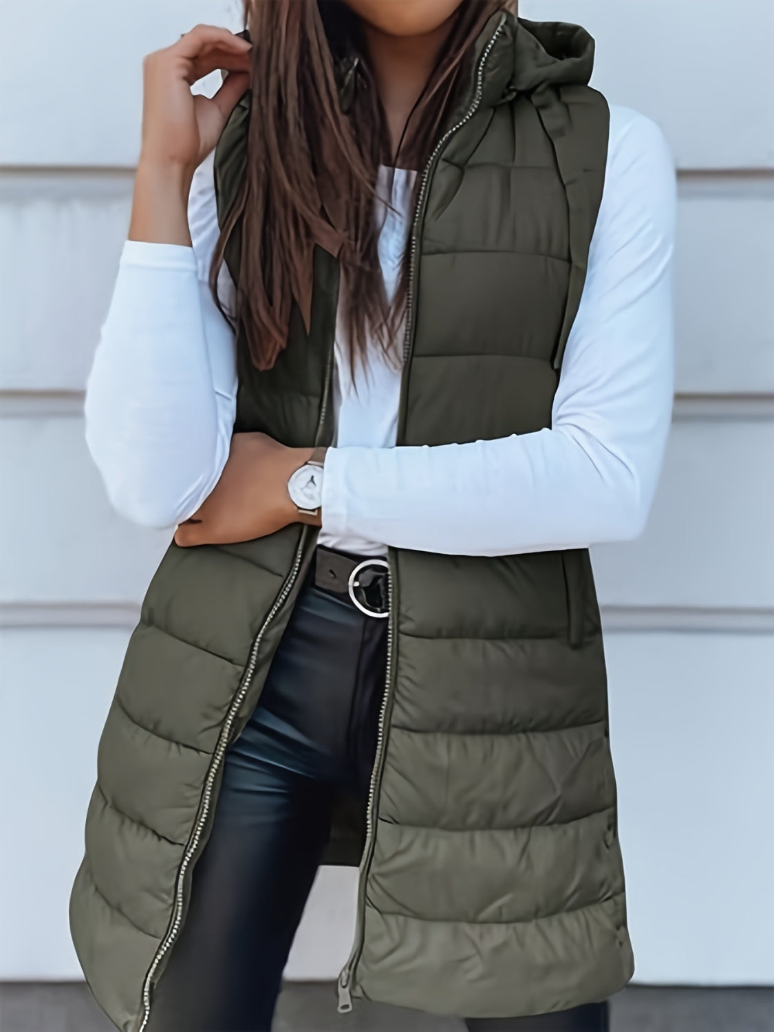 The Carly Zip Up Hooded Vest Coat