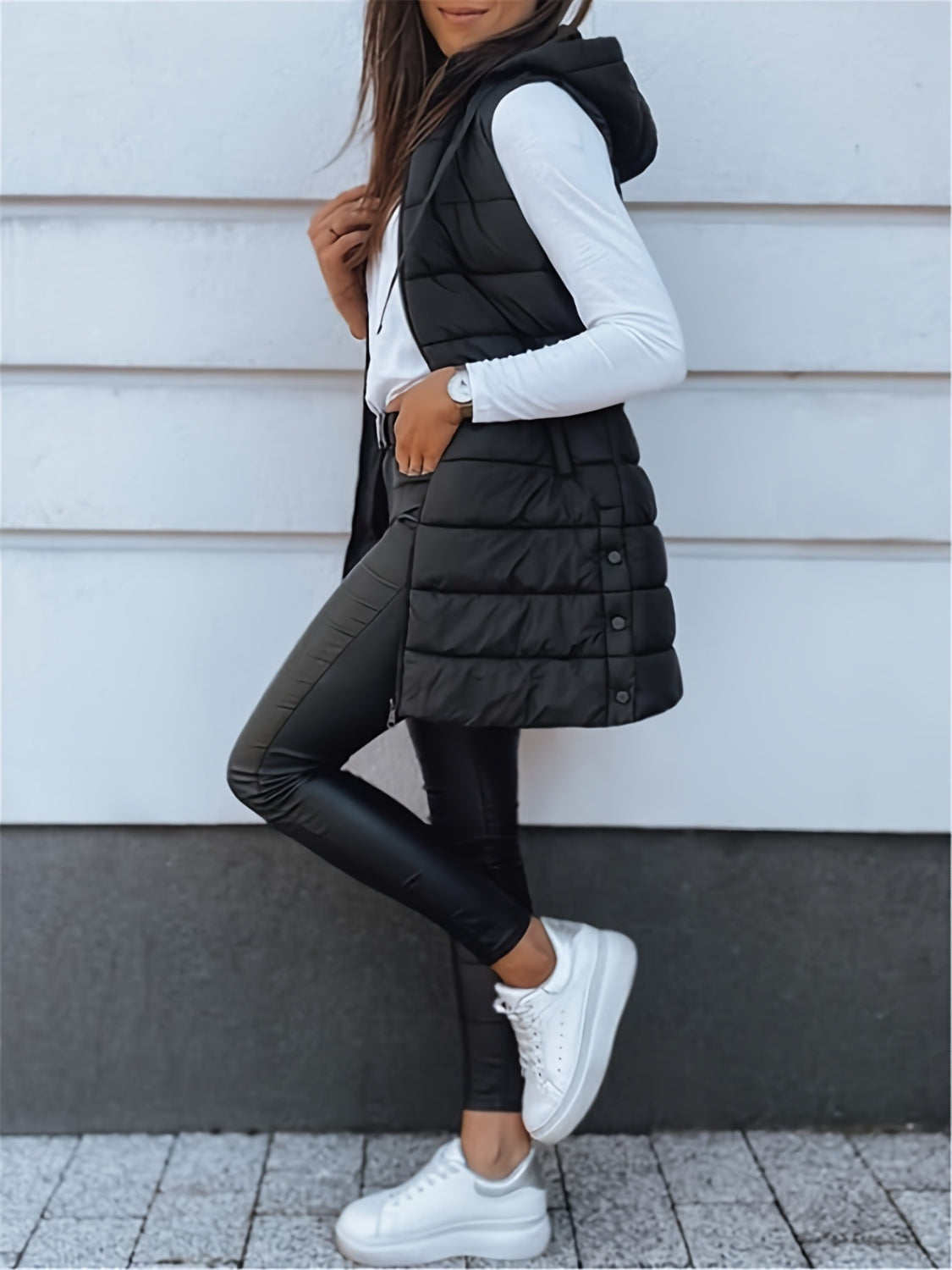 The Carly Zip Up Hooded Vest Coat