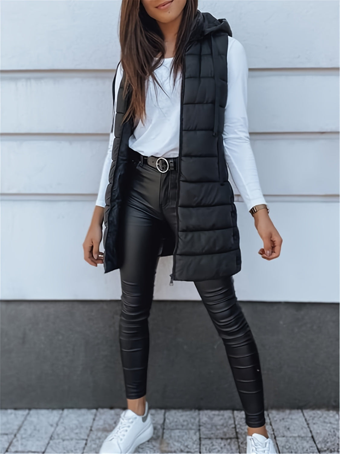 The Carly Zip Up Hooded Vest Coat