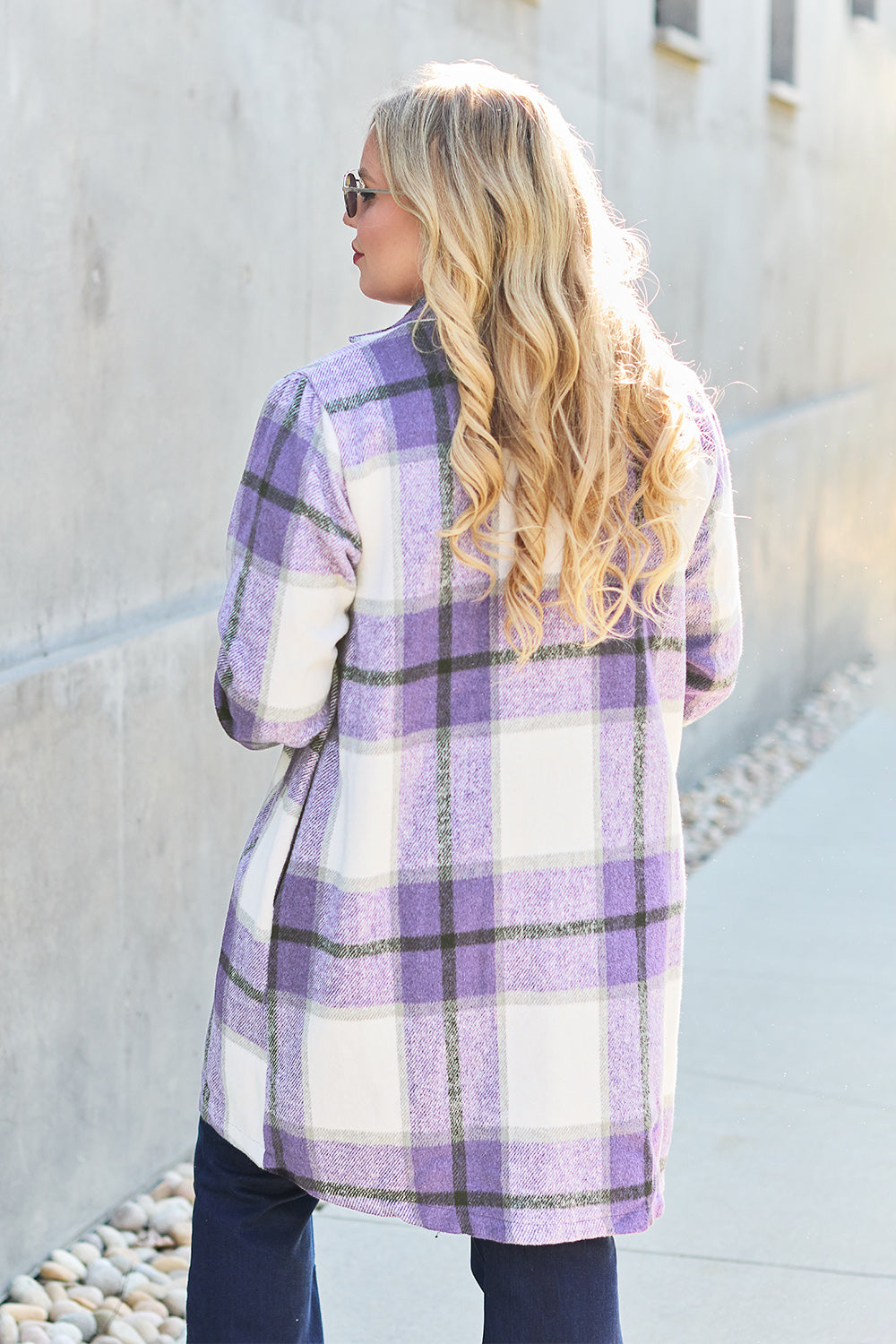 Plaid Button Up Lapel Coat