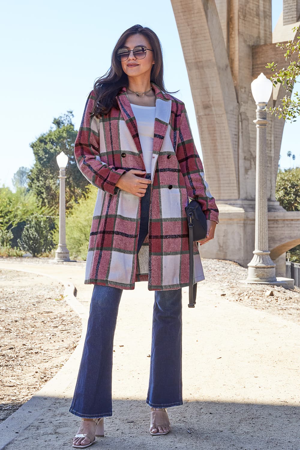 Plaid Button Up Lapel Coat