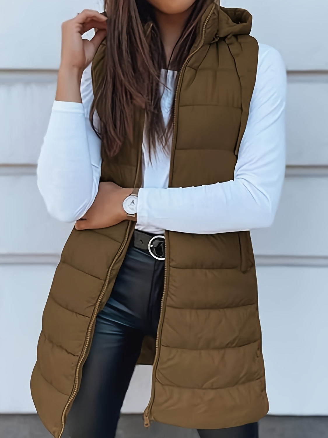 The Carly Zip Up Hooded Vest Coat