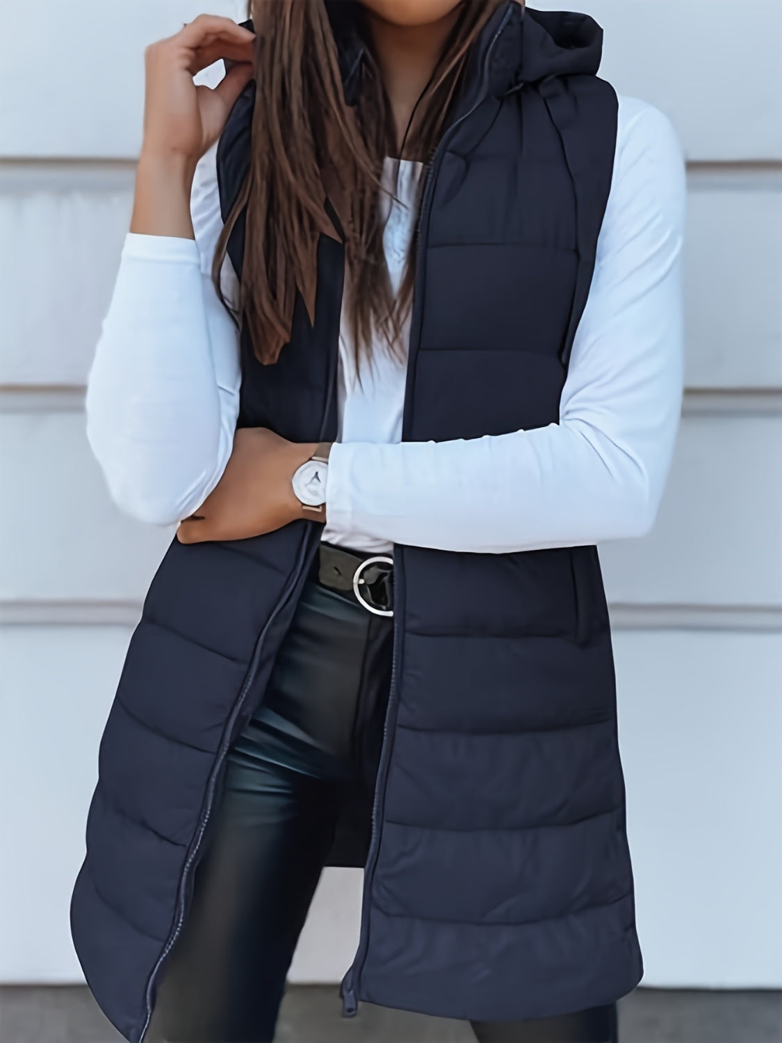 The Carly Zip Up Hooded Vest Coat