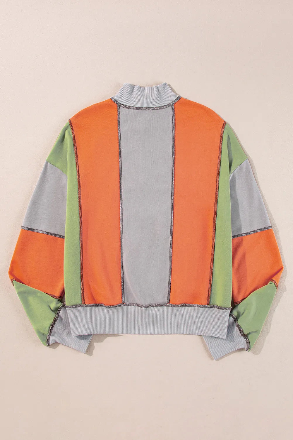 Exposed Seam Color Block Sweatshirt