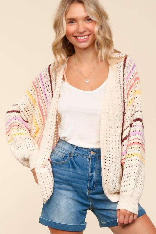 Chloe Crochet Open Front Cardigan