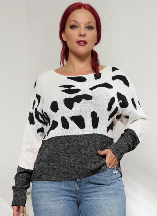 Leopard Color Block Sweater