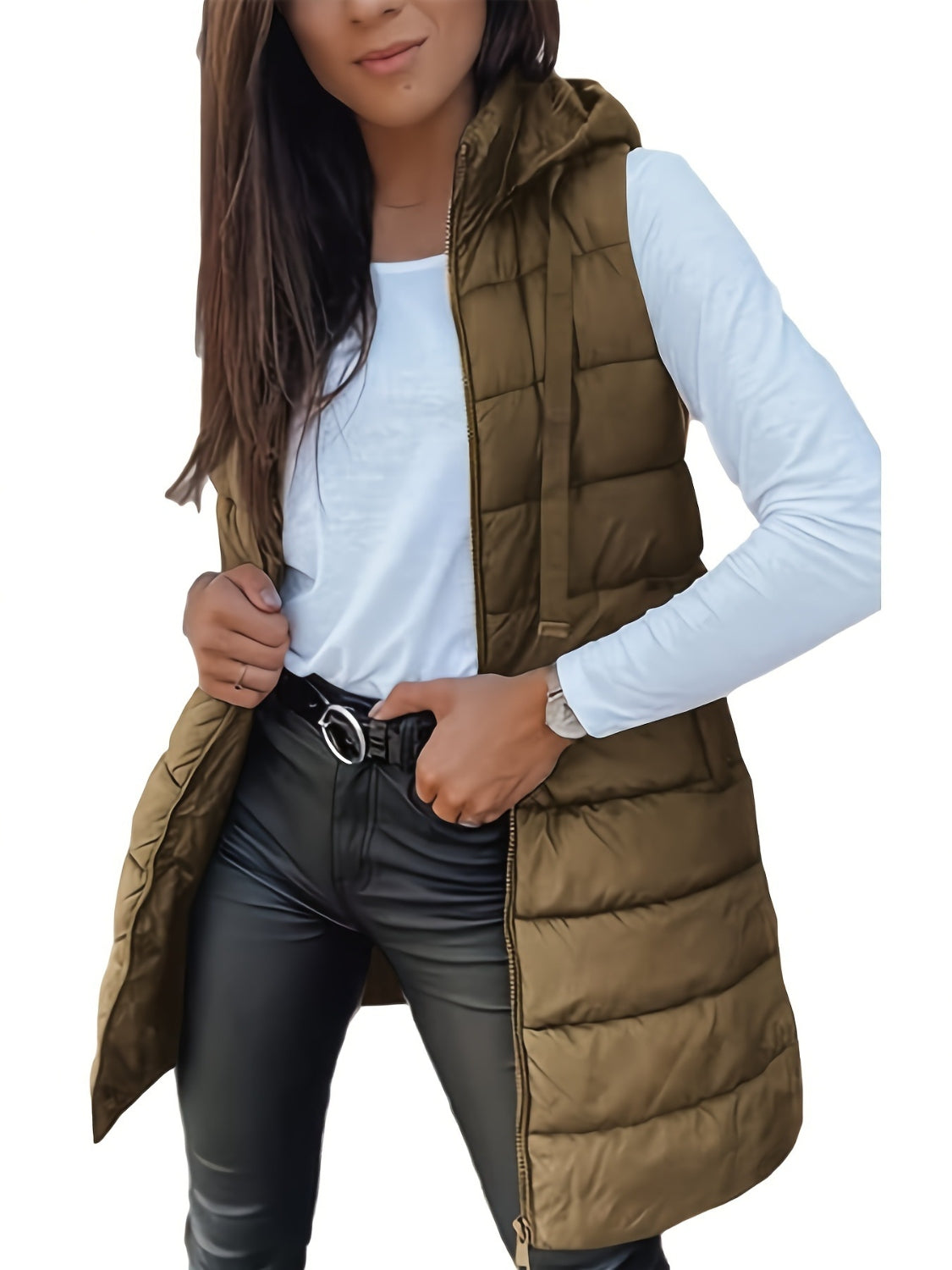 The Carly Zip Up Hooded Vest Coat