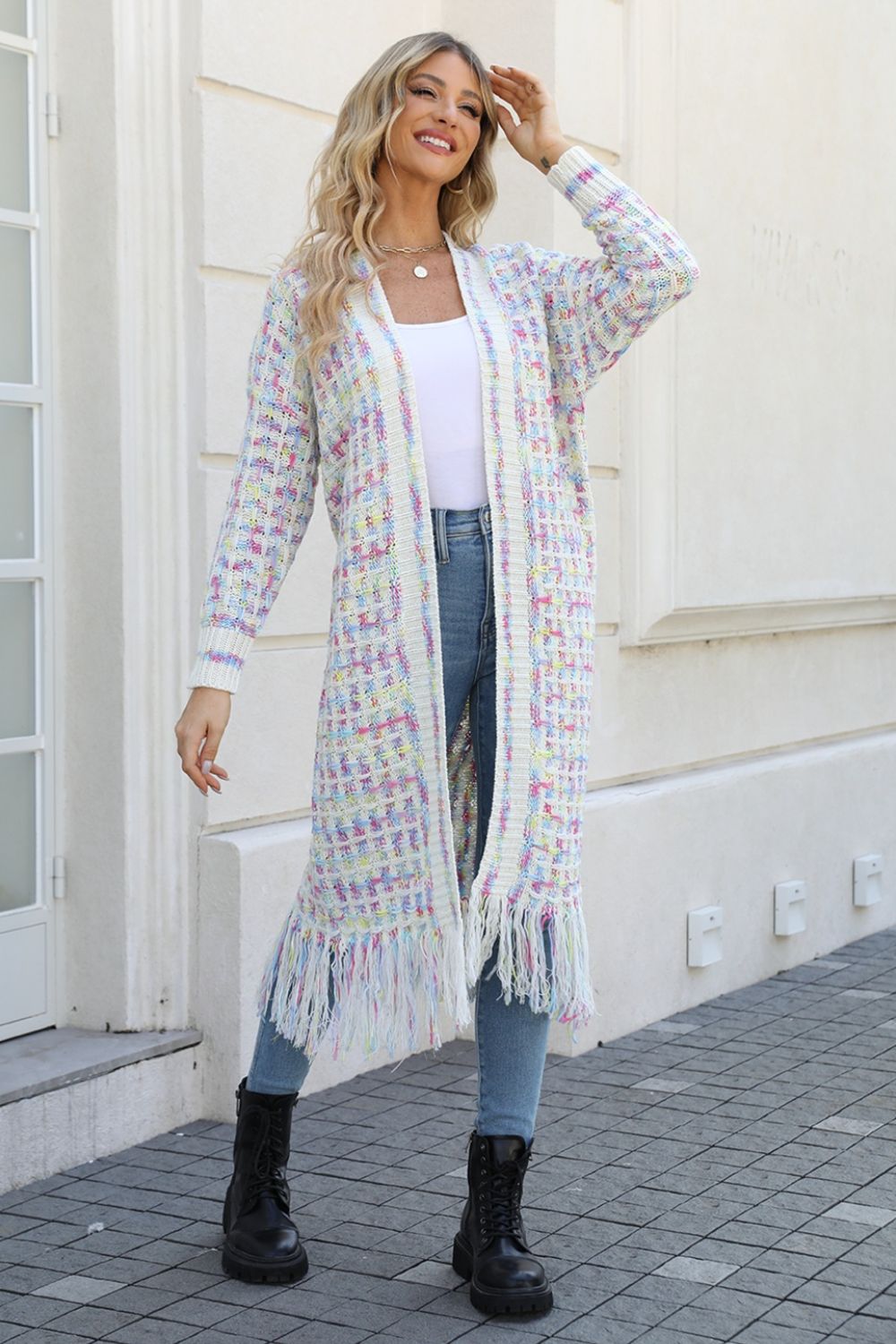 "The Lisa" Multicolored Fringe Hem Cardigan