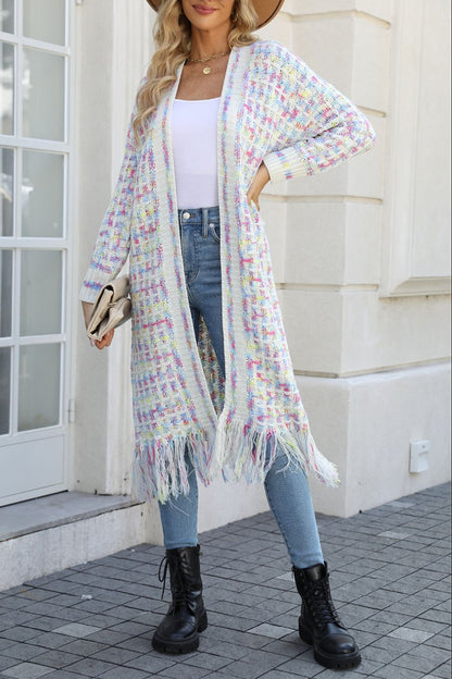 "The Lisa" Multicolored Fringe Hem Cardigan