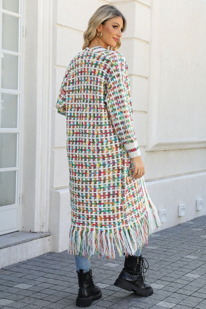 "The Lisa" Multicolored Fringe Hem Cardigan
