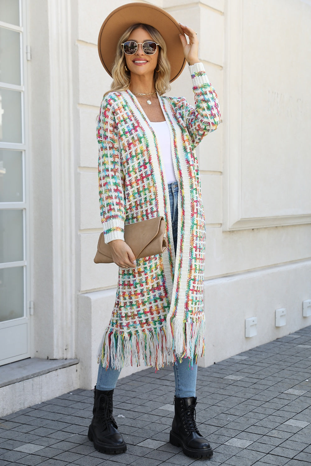 "The Lisa" Multicolored Fringe Hem Cardigan