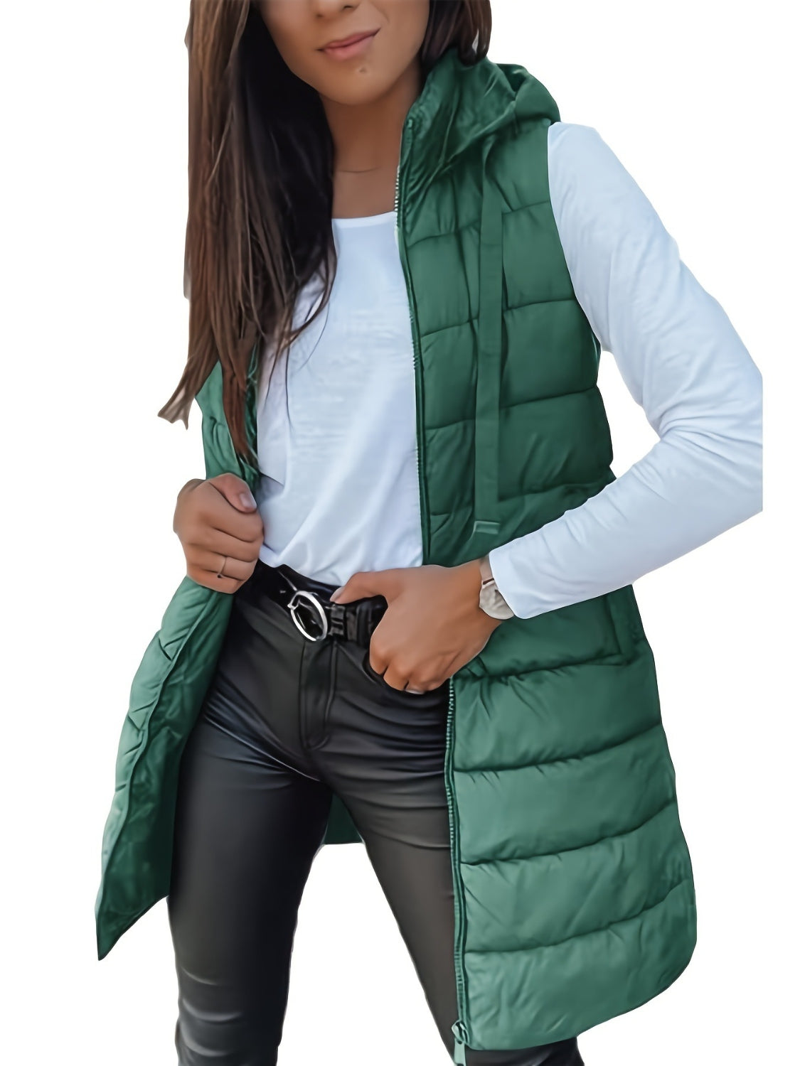 The Carly Zip Up Hooded Vest Coat