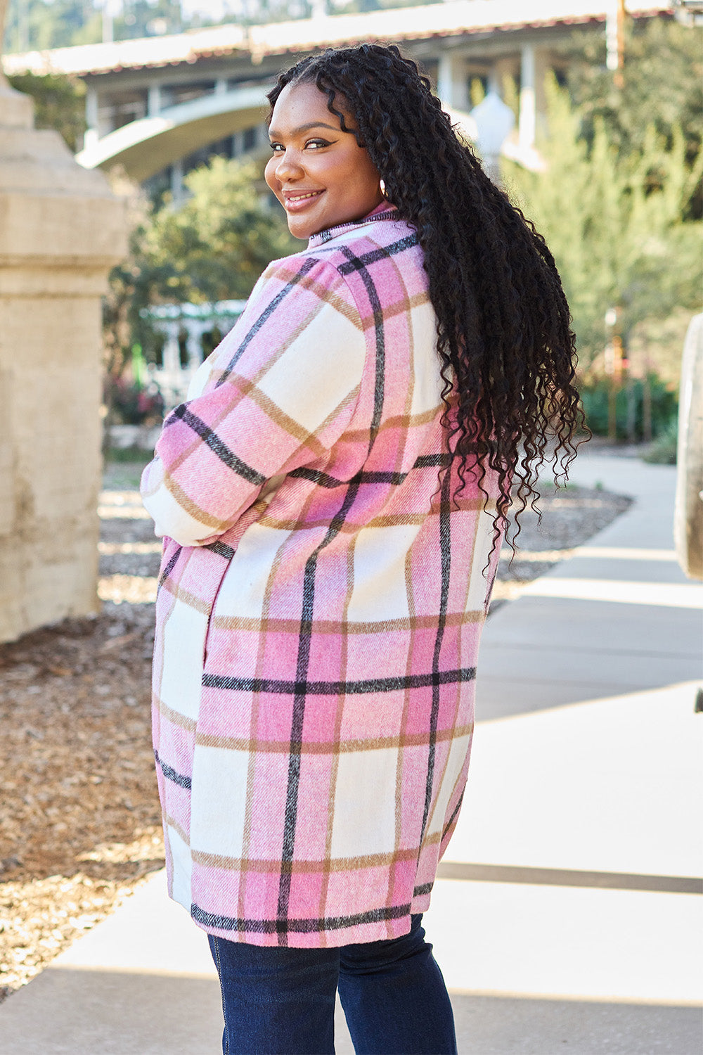 Plaid Button Up Lapel Coat