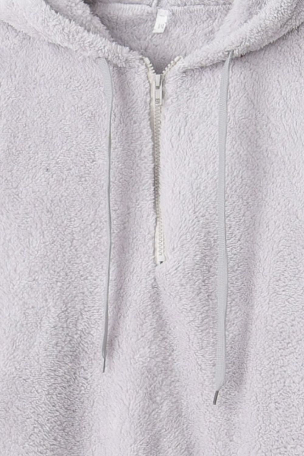 Quarter-Zip Solid Teddy Hoodie