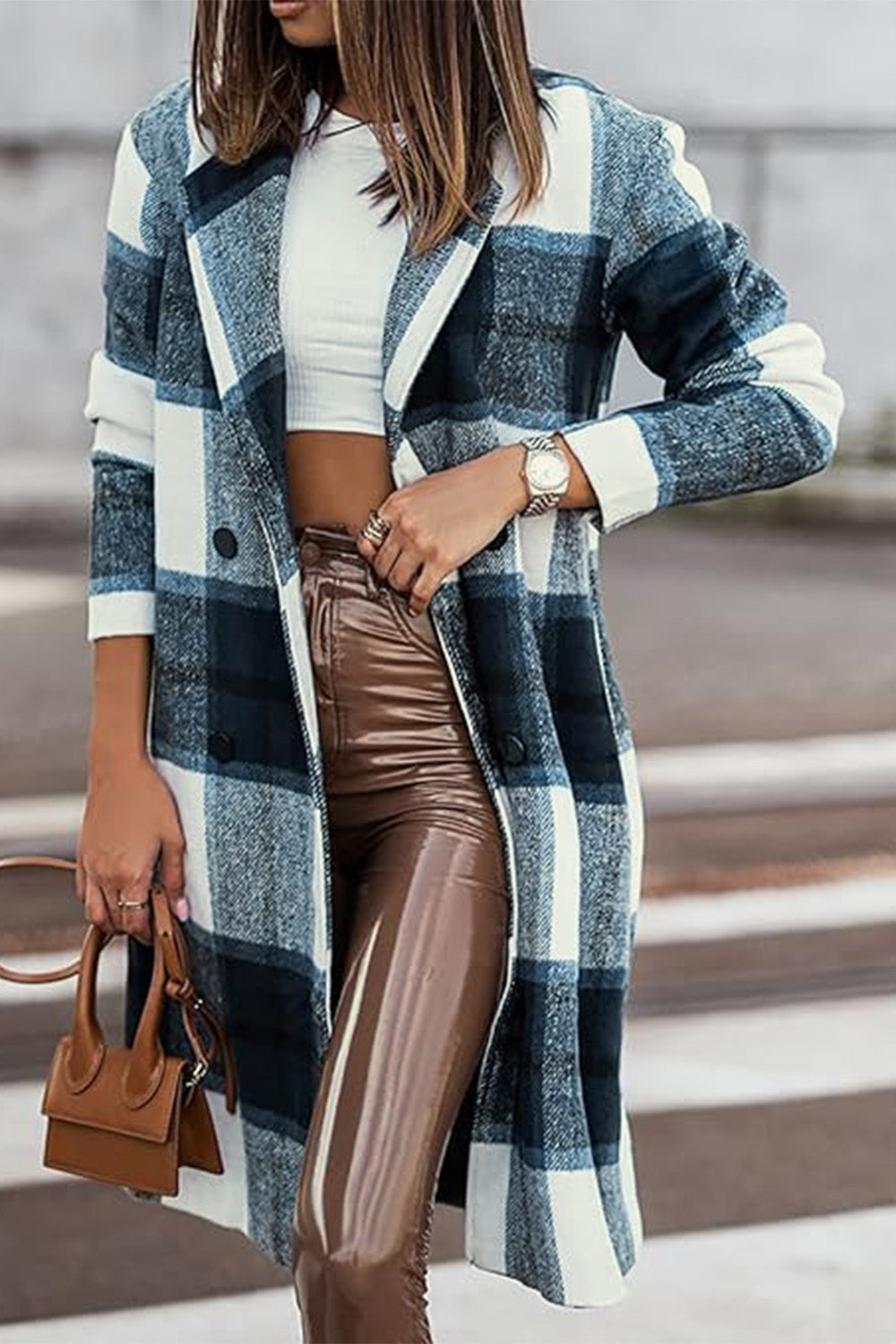 Plaid Button Up Lapel Coat