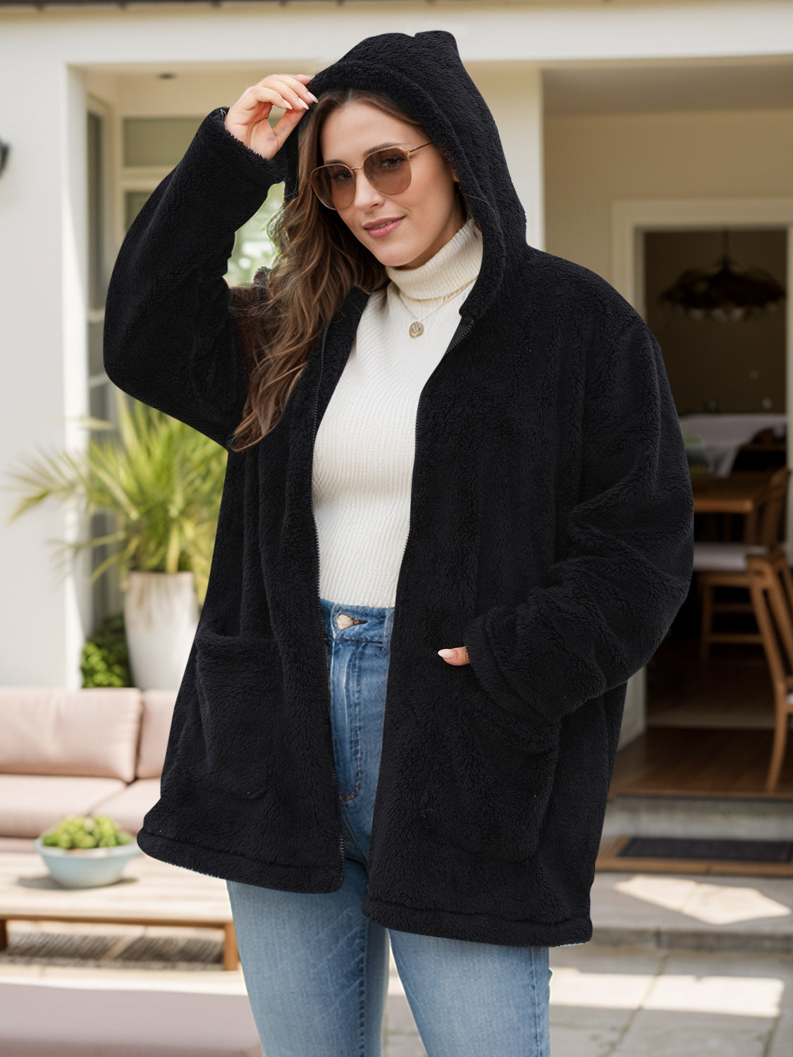 Penny Plus Size Long Sleeve Hooded Jacket