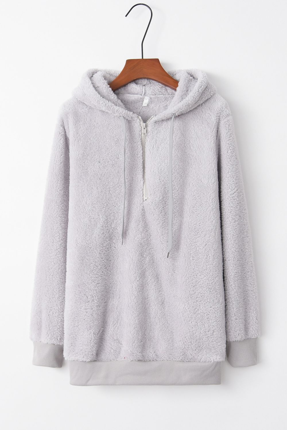 Quarter-Zip Solid Teddy Hoodie