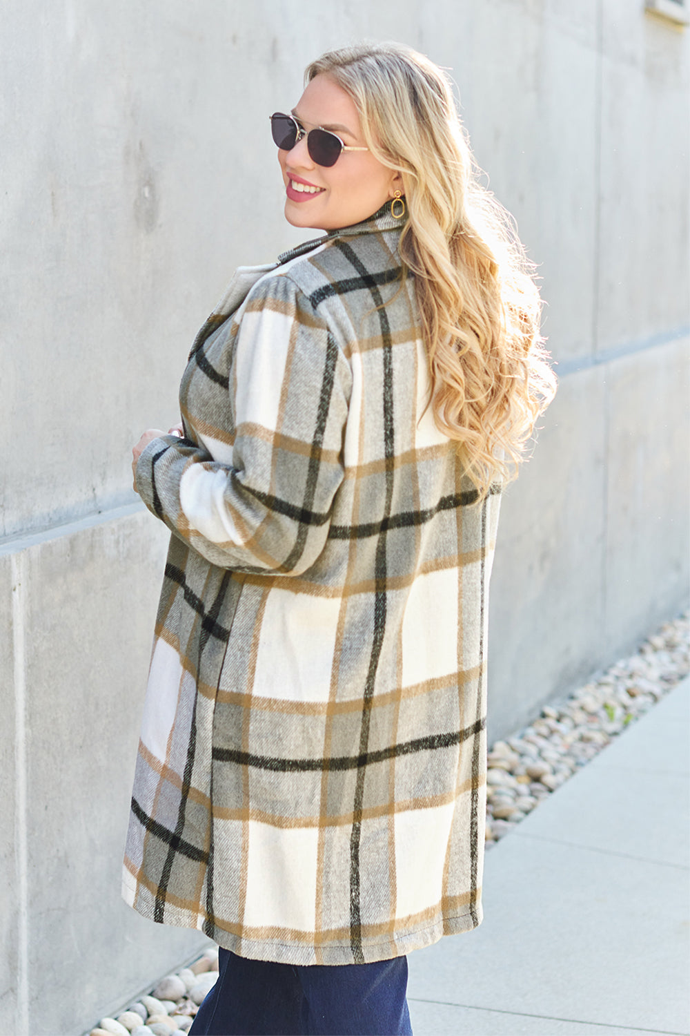 Plaid Button Up Lapel Coat