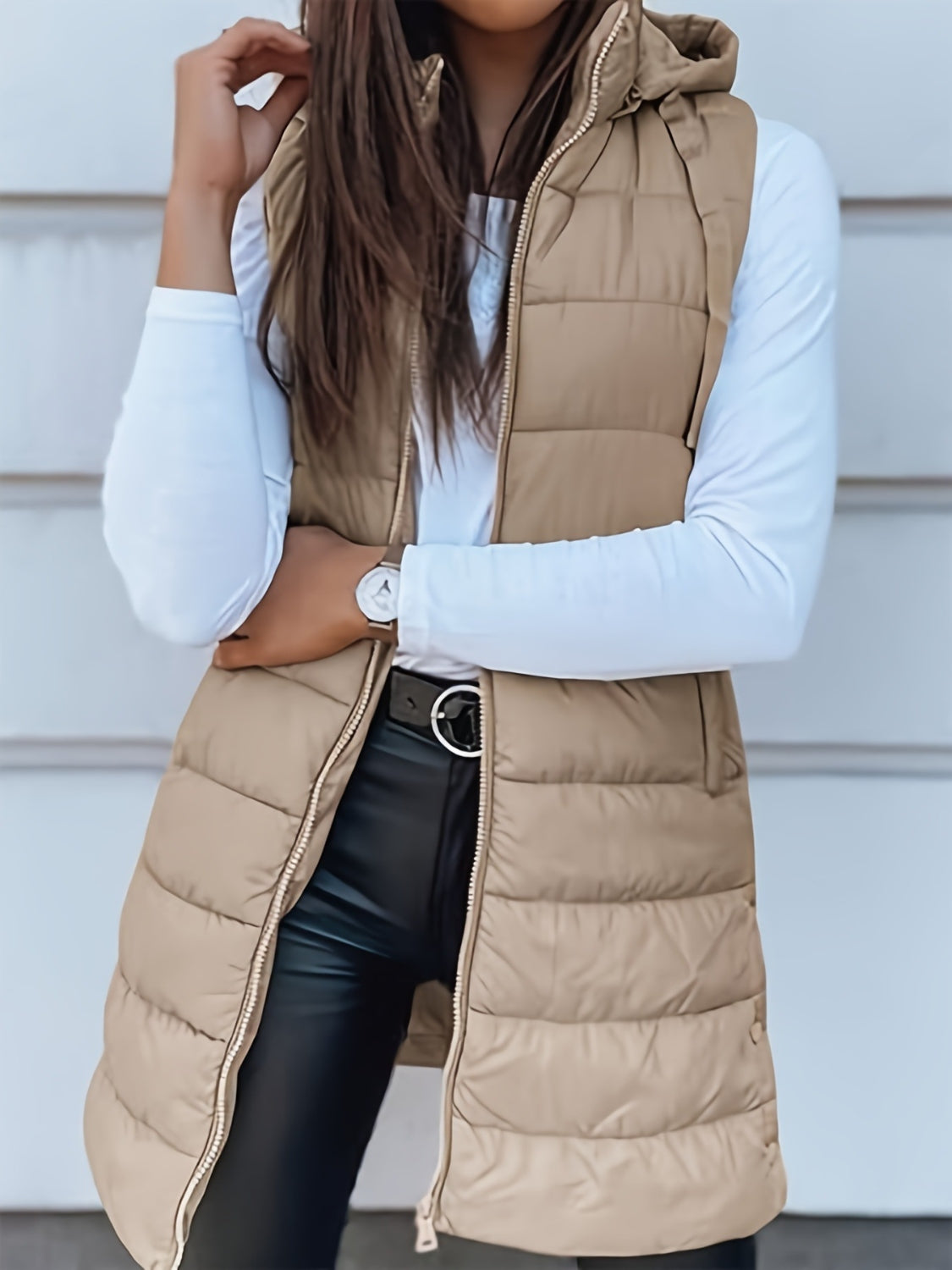 The Carly Zip Up Hooded Vest Coat